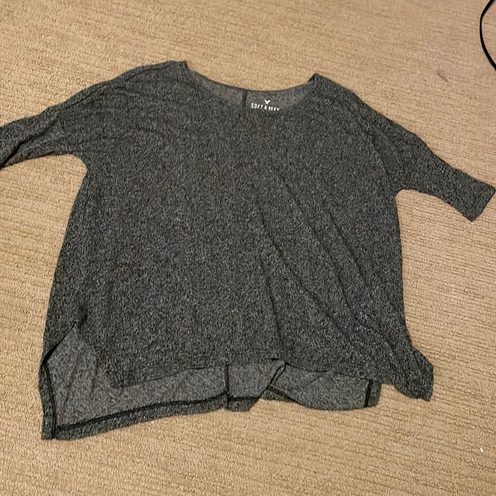 american eagle soft and sexy collection, grey heather top size extra small